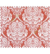 Traditional ivory large continuous damask with ornaments in maroon beige copper main curtain